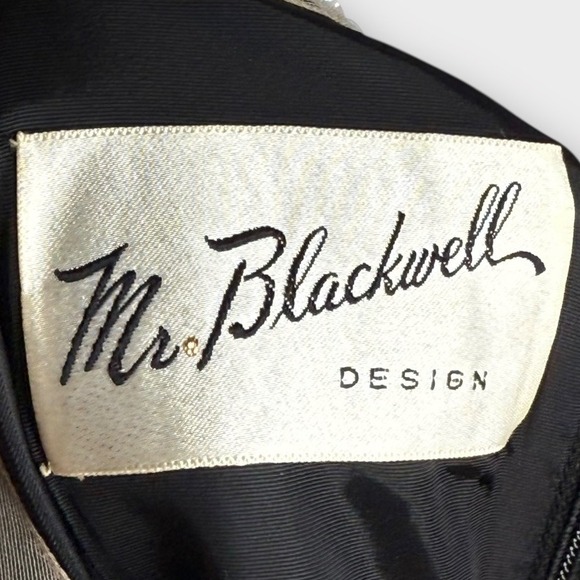 VTG 1950s‎ Mr. Blackwell Black Sequin Beaded Illusion Neck Cocktail Dress Small - Picture 9 of 10